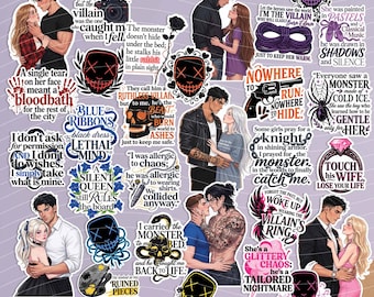 Masked Gods, Secret syndicate – Set of 30 Vinyl Stickers | Laminated Waterproof Stickers | Dark Romance Aesthetic Stickers