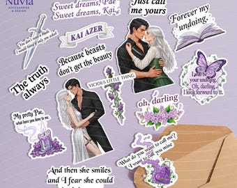 Powerless Sticker Pack – Set of 15 Vinyl Stickers | Laminated Waterproof Stickers | Fantasy Romance Bookish Stickers.