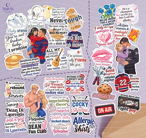 Sport Romance Stickers, Hockey Romance, Off-Campus inspired Sticker Pack | Vinyl Stickers | Laminated Waterproof Stickers