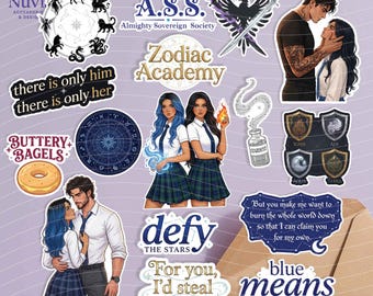 Zodiac Academy inspired Sticker Pack – Set of 16 Vinyl Stickers | Laminated Waterproof Stickers