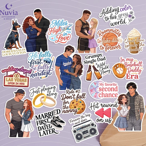 Collection Sports Romance Series, Chicago Love League, inspiration Windy City – Lot de 20 autocollants en vinyle | Autocollants imperméables laminés