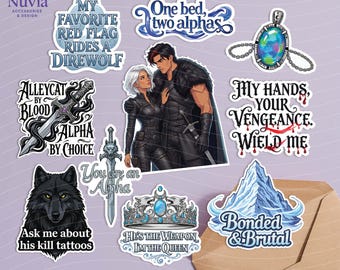 Direwolf Rider Stickers Pack – Set of 10 Vinyl Stickers | Laminated Waterproof Stickers | Fantasy Romance Bookish Stickers | Alpha Wolf