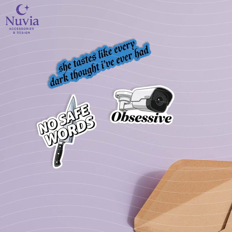 Lights Out Book Sticker Pack – Set of 14 Vinyl Stickers | Laminated Waterproof Stickers | Dark Romance Aesthetic Stickers image 4