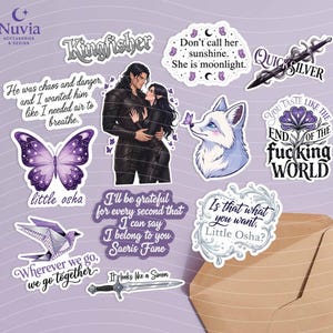 Quicksilver Book Sticker Pack – Set of 12 Vinyl Stickers | Laminated Waterproof Stickers | Fantasy Romance Bookish Stickers. image 1