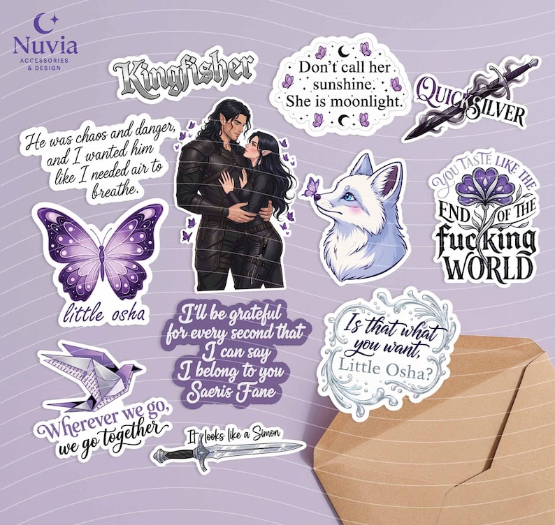 Quicksilver Book Sticker Pack – Set of 12 Vinyl Stickers | Laminated Waterproof Stickers | Fantasy Romance Bookish Stickers. image 1