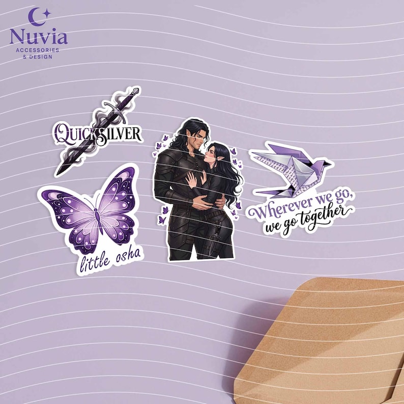 Quicksilver Book Sticker Pack – Set of 12 Vinyl Stickers | Laminated Waterproof Stickers | Fantasy Romance Bookish Stickers. image 2