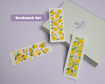 Lemon Garden Bookmark Set |  Waterproof Glossy Bookmarks | Double-Sided Lamination