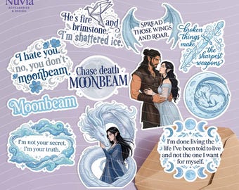 Fantasy Romance Book Sticker | Book Club Gift | When the Moon Hatched Inspired Sticker Pack – Set of 11 Vinyl Stickers