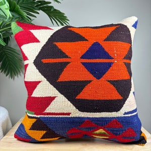16x16 boerderijkussen, neutraal gevlochten handgebreid kussen, Boho gooien kussen, decoratief kussen, handgeweven Boho kussen HY 48