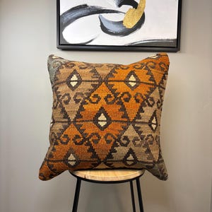 20x20 Vintage Kilim Pillow Cover: Aztec Southwestern Cushion
