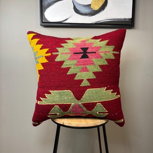 20x20 Vintage Kilim Pillow Cover: Southwestern Aztec Design