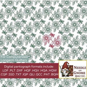 Flutter and Bloom - Digital longarm Quilting Design for Edge to Edge Pantograph