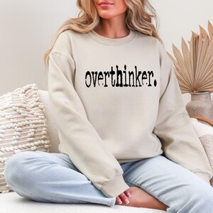 Overthinker Retro Typewriter Design, Mental Health Png, Introvert Png, Digital Download, Sublimation, Vintage 80&#39;s style