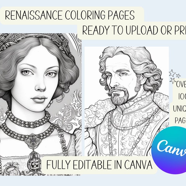 Renaissance: A Majestic Coloring Journey - Printable Medieval Coloring book - KDP Interior - Opulent Gardens - Lords, Ladies, and Knights.