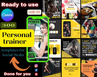 300+ canvassjablonen voor personal trainers| Infographic personal trainer| Posts voor personal trainers| Fitnesstrainer | Personal Coach-sjablonen
