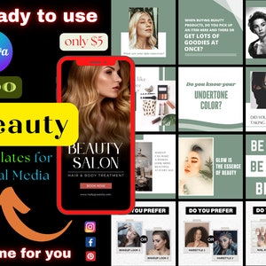 400 Beauty Instagram Template | Instagram Templates | Beauty Social | Beauty Social Media posts| Instagram Post Template | Blogger Templates