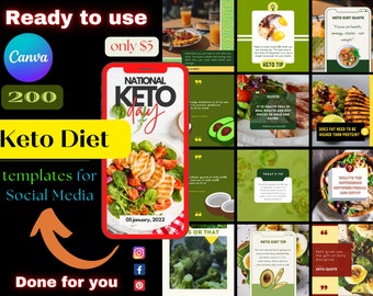 200 Keto Diet Templates| Keto Diet Infographics| Nutrition Infographics| Ketogenic Diet| Keto Diet Plan| Keto Posts| Weightloss Instagram