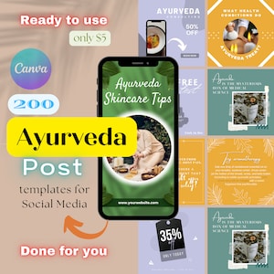 200 Ayurveda Vorlagen für Social Media, Ayurveda Vorlagen Instagram, Ayurveda Vorlagen Social Media, Ayurveda Posts Instagram, IG Posts