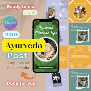 200 Ayurveda Templates for Social Media, Ayurveda Templates Instagram, Ayurveda Templates Social Media, Ayurveda Posts Instagram, IG posts