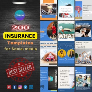 200+ Life Insurance Templates | Insurance Agent Instagram Posts | Life Insurance CANVA Templates Editable | Instagram Post Template Business