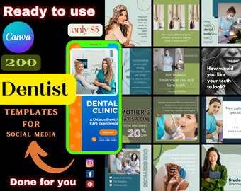 200 Dentist Templates for Social Media | Dental Practice Instagram | Dentistry Instagram Templates | Dentist Social Media Marketing