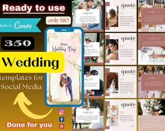 360+ Wedding Post Templates| Wedding Bundle| Canva Templates| Social media| Wedding planner templates| Business branding| Bride Templates,