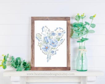 Ave Maria Blessed Mother Art Print, Catholic Hail Mary Prayer Poster, Blessed Mother Art, Confirmation, Mother's Day Gift