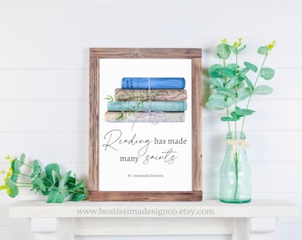 St. Josemaria Escriva Reading Quote Print 8x10, Gift for Book Lover, Catholic Home Decor, Saint Quote Confirmation Gift, Catholic Wall Art
