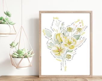 Arte de parede imprimível da Ave Maria em espanhol, oração católica, download instantâneo, estampa floral, presente católico