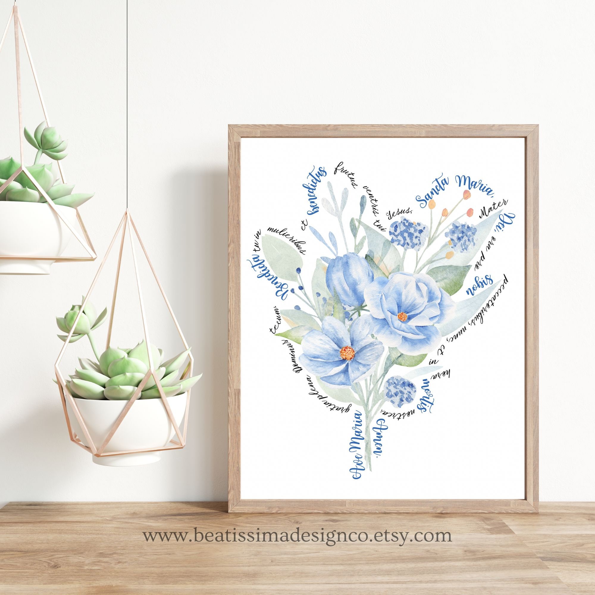 Printable Ave Maria Wall Art, Hail Mary Latin Catholic Prayer Instant ...