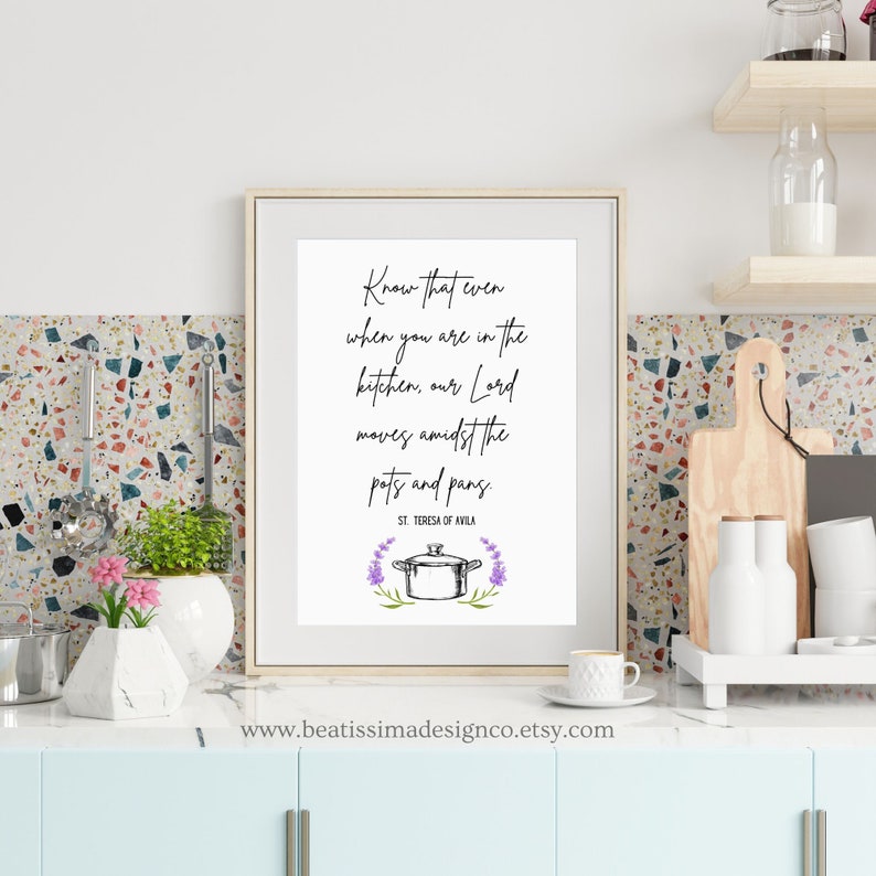 Printable St. Teresa of Avila Quote Print, Inspirational Quote Digital Download, Amidst the Pots