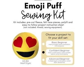 Sew it Yourself Project Kit: Heart Eyes Emoji Plushie ~ DIY Kits for Beginning Sewists ~  More kits to choose from