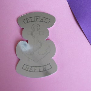 Autocollant découpé Aufkleber Anker Maritim Chromsilber 3 x 5,3 cm