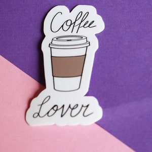 Kawaii - Stickers mignons Coffee Lover, Kaffeeliebhaber Kaffee to go vinyle mat 3,5 x 5 cm