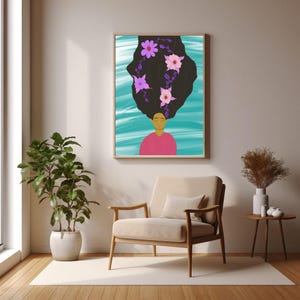 Illustration – Frau mit Blumen – POSTER A3 -Feminine Kunst mit floraler Eleganz