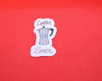 Die-Cut-Sticker Coffee-Lover Espressokanne , Aufkleber, 3,1 x 5 cm- Matte