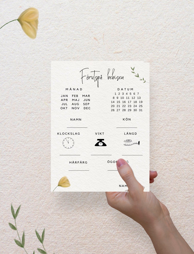 Baby Shower Quiz/lekar På Svenska, För Utskrift Till Blivande Mamma