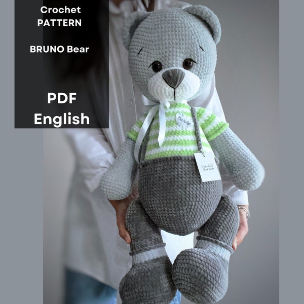 Crochet big bear pattern PDF/Crochet Pattern in English, teddy bear tutorial, big bear pattern, Amigurumi pattern, Crochet bear tutorial