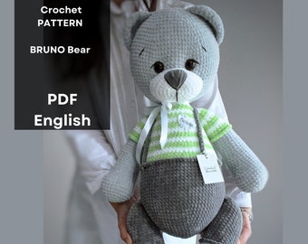 Crochet big bear pattern PDF/Crochet Pattern in English, teddy bear tutorial, big bear pattern, Amigurumi pattern, Crochet bear tutorial
