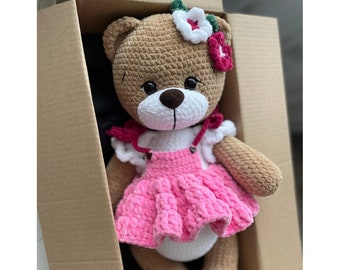 Plüsch-Teddybär für Mädchen, Kuscheltier für Neugeborene, süßes Willkommensgeschenk zur Geburt, Babyparty-Geschenk, personalisiertes individuelles Geschenk, erster Teddybär