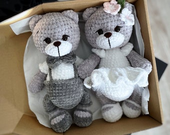 Osos de boda, novios de crochet | regalo de boda, ositos de peluche, matrimonio novio, regalos personalizados personalizados