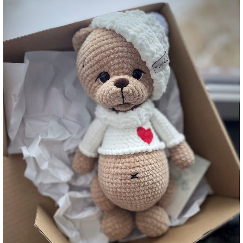 Plush Teddy Bear for boy, Cuddly toy for newborn, cute welcome baby gift, personalized bear for boy, sweet bear for newborn,first teddy bear image 1