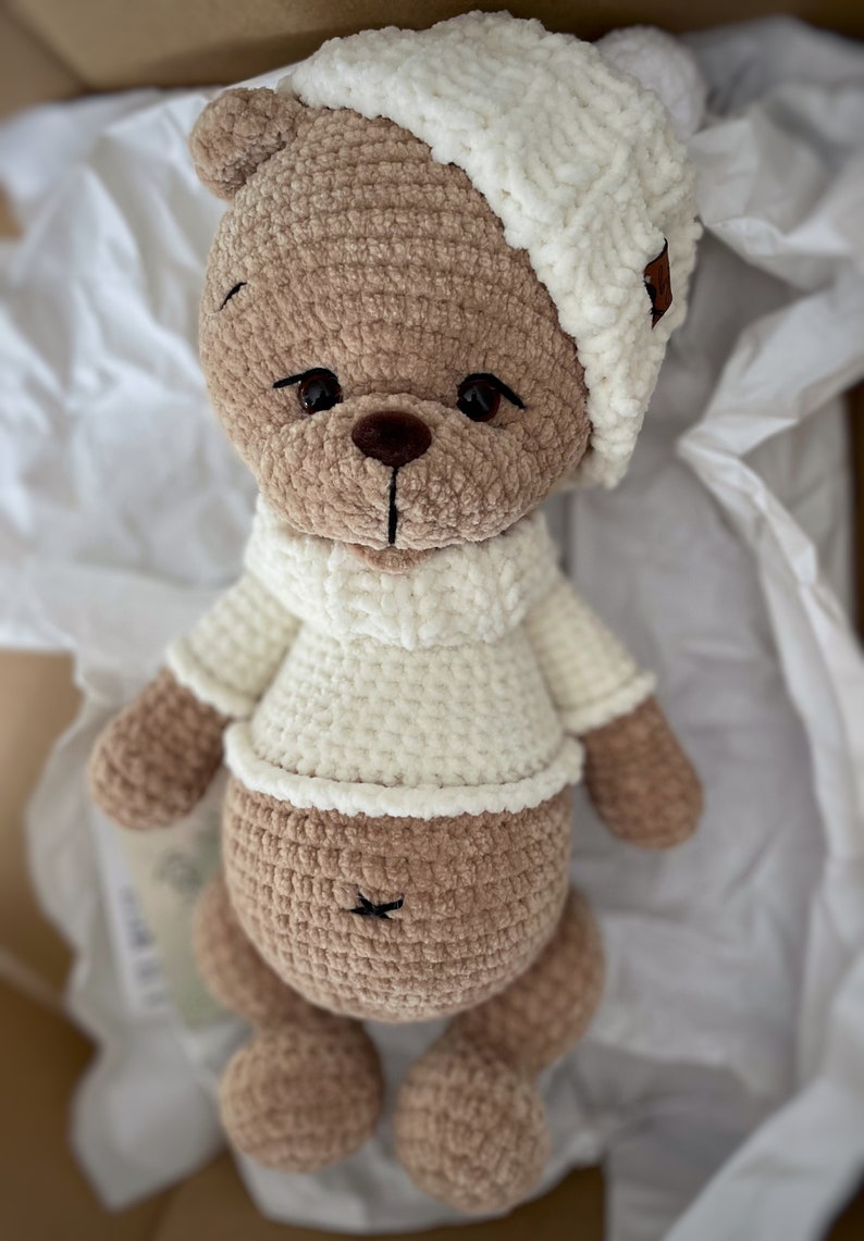 Plush Teddy Bear for boy, Cuddly toy for newborn, cute welcome baby gift, personalized bear for boy, sweet bear for newborn,first teddy bear image 10