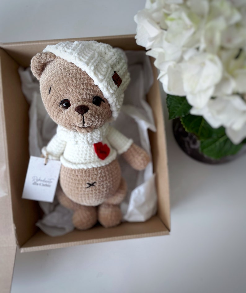 Plush Teddy Bear for boy, Cuddly toy for newborn, cute welcome baby gift, personalized bear for boy, sweet bear for newborn,first teddy bear image 8