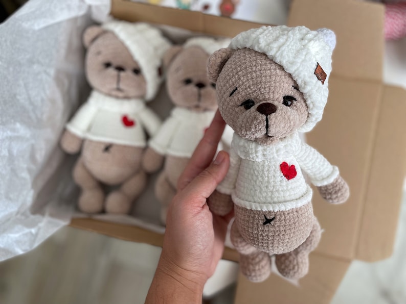 Plush Teddy Bear for boy, Cuddly toy for newborn, cute welcome baby gift, personalized bear for boy, sweet bear for newborn,first teddy bear image 7
