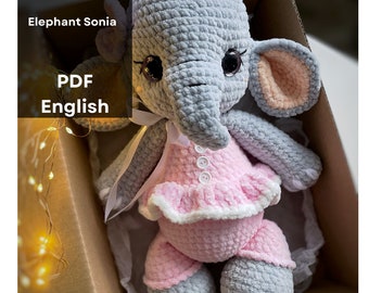 Crochet pattern of the elephant PDF/Crochet Pattern in English, bunny Pattern, tutorial in English, PDF Download