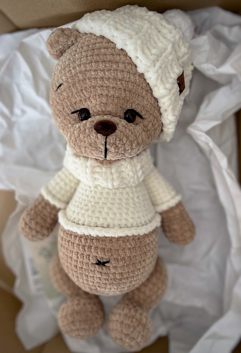 Plush Teddy Bear for boy, Cuddly toy for newborn, cute welcome baby gift, personalized bear for boy, sweet bear for newborn,first teddy bear image 9
