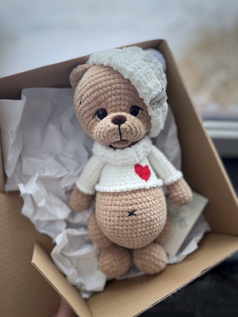Plush Teddy Bear for boy, Cuddly toy for newborn, cute welcome baby gift, personalized bear for boy, sweet bear for newborn,first teddy bear image 2