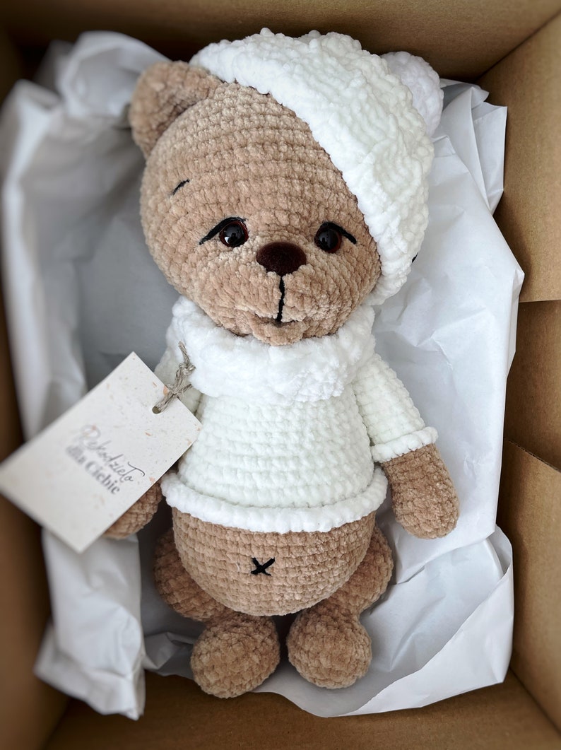 Plush Teddy Bear for boy, Cuddly toy for newborn, cute welcome baby gift, personalized bear for boy, sweet bear for newborn,first teddy bear image 4