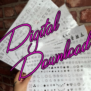 Letras Números DOWNLOAD DIGITAL Folha de referências de Nail Art em gel! Folhas de modelo Nails by Em Victoria - Impressão de tinta laminada Cure Peel Place Coat